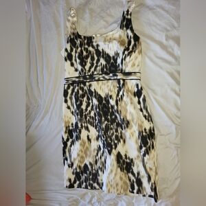 Tahari Black and Cream Patterned Mini Dress